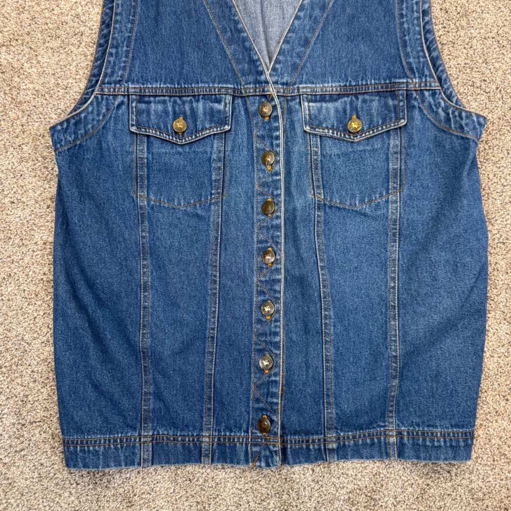 Hunters Run Vintage Denim Vest‎ Medium Wash Cotton Button Front Western Blue XL - Picture 6 of 10